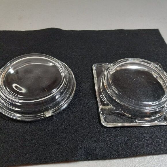 Vintage Retro Square/circle Clear Glass Ashtrays Tabacco Countrycore - Picture 2 of 5